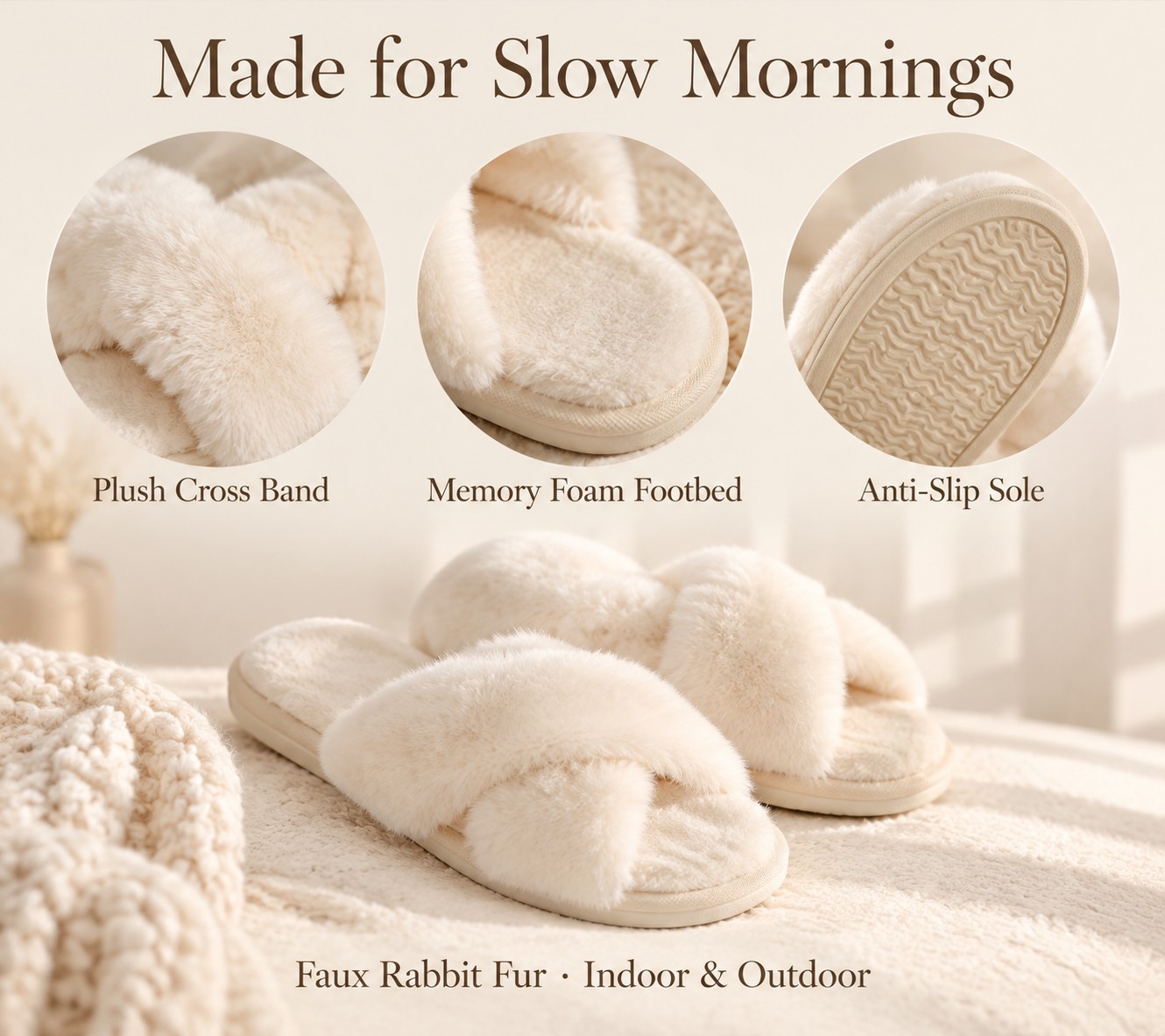 Fuzzy Cross Band Slippers photo 7