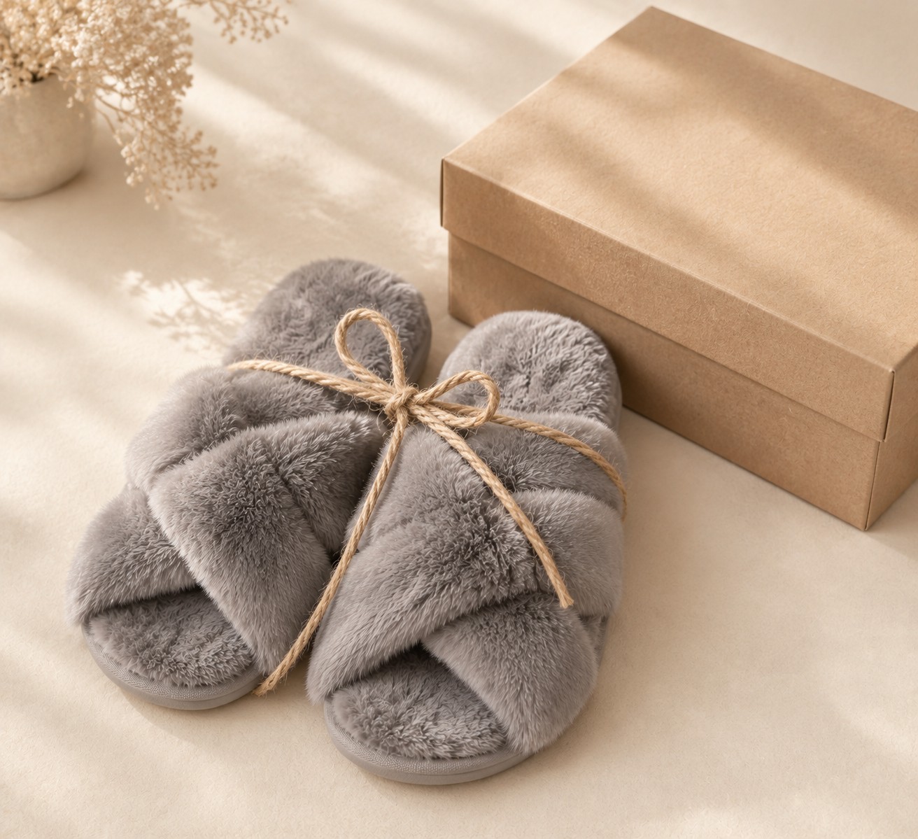 Fuzzy Cross Band Slippers photo 33