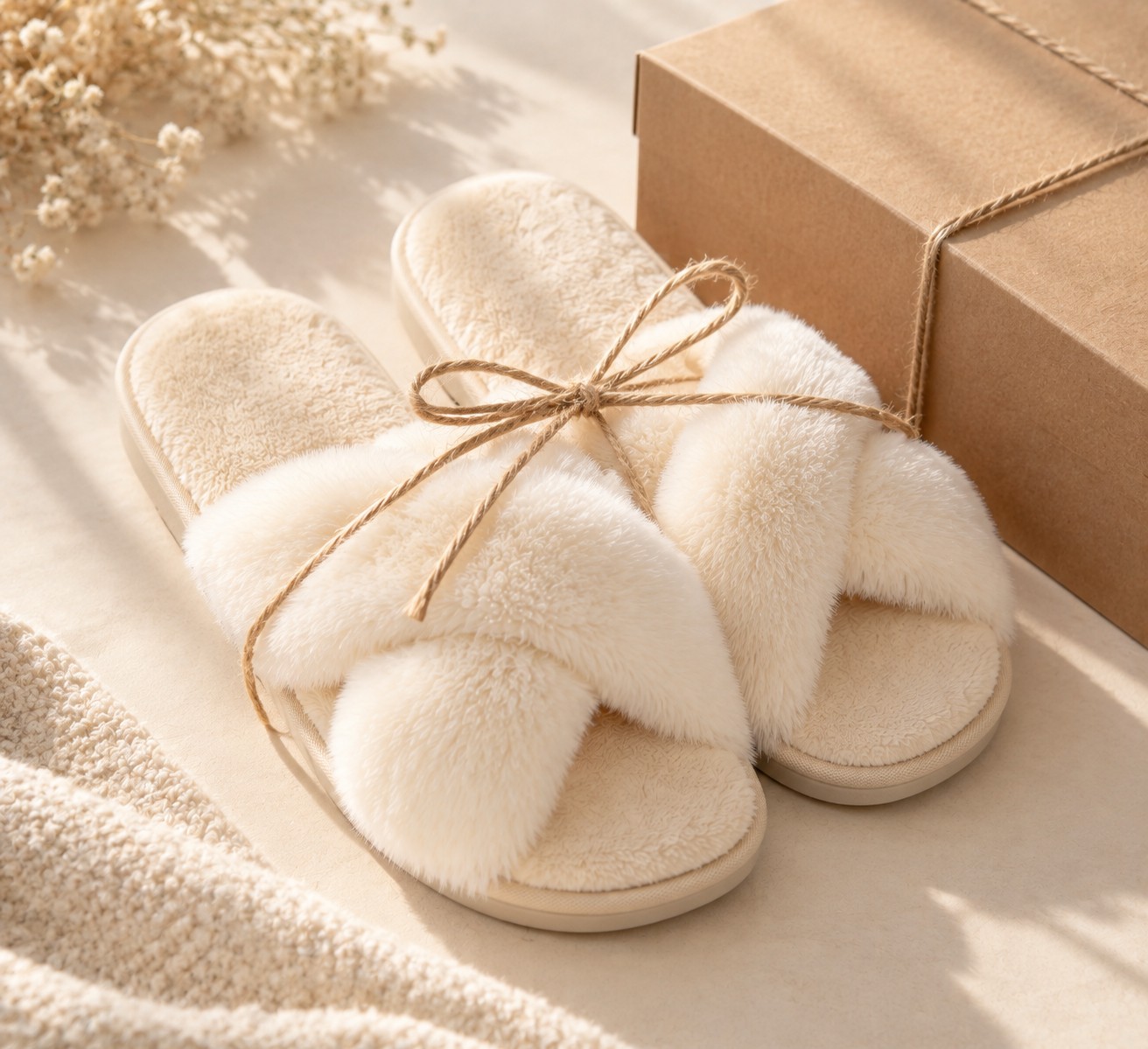 Fuzzy Cross Band Slippers photo 5