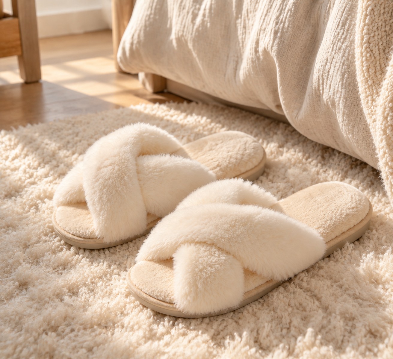Fuzzy Cross Band Slippers photo 4