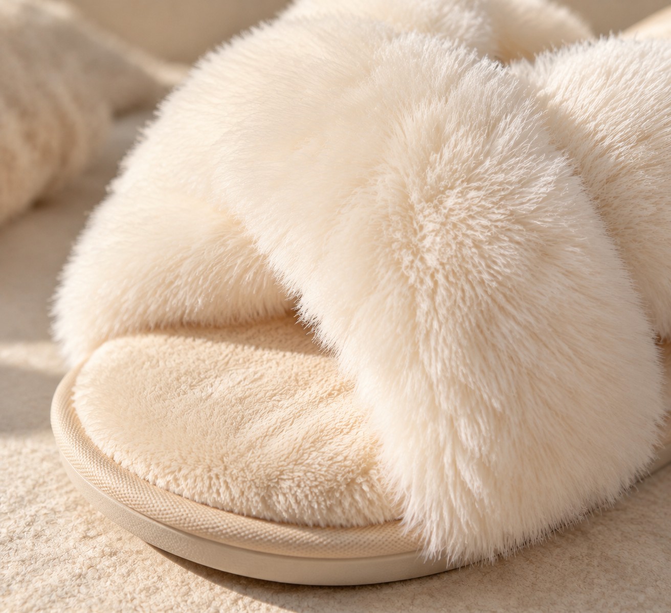 Fuzzy Cross Band Slippers photo 3